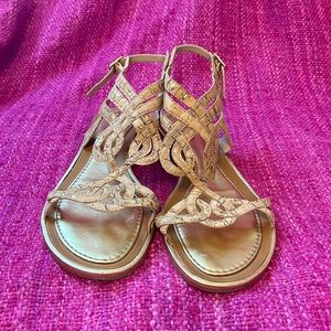 Kate Spade cork flat sandals with gold flecks. Size 9.